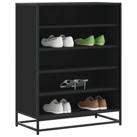 Zapatero de madera de ingeniería y metal negro 75x38x97,5 cm von , Schuhregale und Schuhorganisatoren - Ref: Foro24-3300870, ...