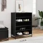 Zapatero de madera de ingeniería y metal negro 75x38x97,5 cm von , Schuhregale und Schuhorganisatoren - Ref: Foro24-3300870, ...