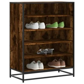 Zapatero de madera y metal roble ahumado 75x38x97,5 cm by , Shoe racks and shoe organizers - Ref: Foro24-3300872, Price: 96,1...