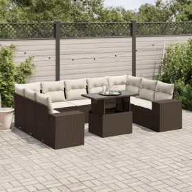 Set de sofás de jardín 10 pzas y cojines ratán sintético marrón by , Garden sets - Ref: Foro24-3269373, Price: 713,48 €, Disc...