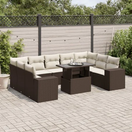 Set de sofás de jardín 10 pzas y cojines ratán sintético marrón von , Gartensets - Ref: Foro24-3269373, Preis: 713,48 €, Raba...