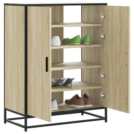 Zapatero de madera y metal roble Sonoma 75x38x97,5 cm von , Schuhregale und Schuhorganisatoren - Ref: Foro24-3300866, Preis: ...