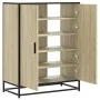 Zapatero de madera y metal roble Sonoma 75x38x97,5 cm von , Schuhregale und Schuhorganisatoren - Ref: Foro24-3300866, Preis: ...