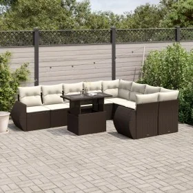 Set de sofás de jardín 10 pzas y cojines ratán sintético marrón by , Garden sets - Ref: Foro24-3268763, Price: 774,84 €, Disc...