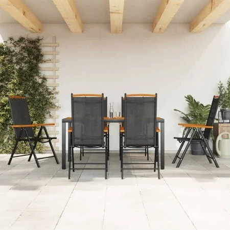 Juego de comedor para jardín 7 piezas aluminio negro y marrón von , Gartensets - Ref: Foro24-3200602, Preis: 558,63 €, Rabatt: %