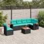 Set of 7 garden sofas with cushions synthetic rattan black by , Garden sets - Ref: Foro24-3226862, Price: 516,10 €, Discount: %
