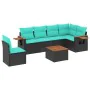 Set of 7 garden sofas with cushions synthetic rattan black by , Garden sets - Ref: Foro24-3226862, Price: 516,10 €, Discount: %