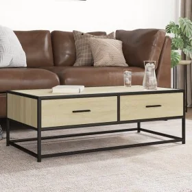 Mesa de centro madera ingeniería metal roble Sonoma 100x50x35cm by , Coffee table - Ref: Foro24-848780, Price: 83,89 €, Disco...