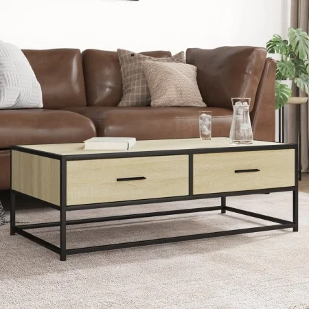 Mesa de centro madera ingeniería metal roble Sonoma 100x50x35cm de , Mesas de centro - Ref: Foro24-848780, Precio: 83,89 €, D...