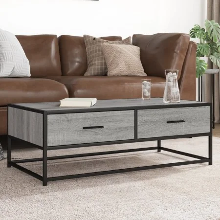 Mesa de centro madera ingeniería metal gris Sonoma 100x50x35 cm de , Mesas de centro - Ref: Foro24-848782, Precio: 86,45 €, D...