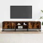 Mueble TV metal y madera ingeniería roble humo 160x35x41 cm by , TV Furniture - Ref: Foro24-848846, Price: 106,37 €, Discount: %