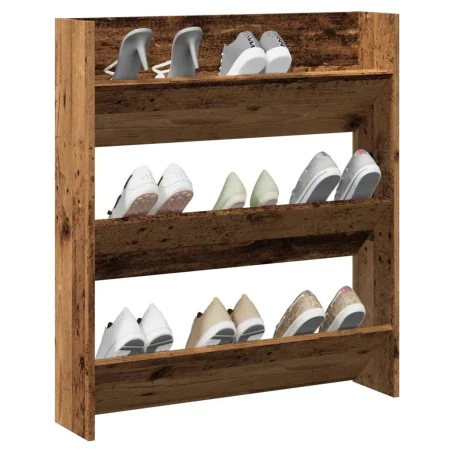 Zapatero de pared madera de ingeniería envejecida 80x18x90 cm by , Shoe racks and shoe organizers - Ref: Foro24-856544, Price...