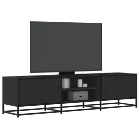 Mueble de TV madera de ingeniería y metal negro 160x35x41 cm by , TV Furniture - Ref: Foro24-848844, Price: 113,68 €, Discoun...