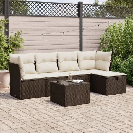 Set sofás de jardín 6 piezas y cojines ratán sintético marrón by , Garden sets - Ref: Foro24-3325279, Price: 371,55 €, Discou...