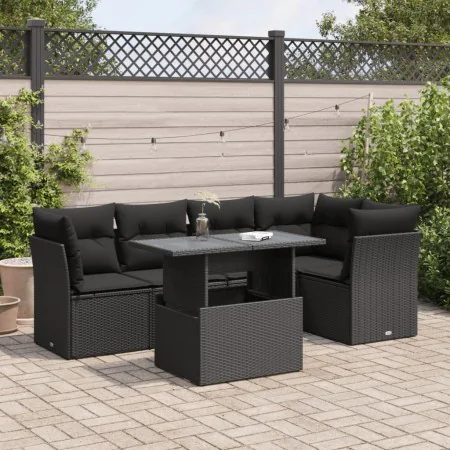 Set de sofás de jardín 6 piezas y cojines ratán sintético negro von , Gartensets - Ref: Foro24-3326156, Preis: 442,18 €, Raba...