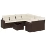 Set de sofás de jardín 9 pzas y cojines ratán sintético marrón by , Modular outdoor sofas - Ref: Foro24-3251100, Price: 609,0...