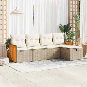 Juego de sofás jardín con cojines 5 pzas ratán sintético beige von , Gartensets - Ref: Foro24-3326013, Preis: 377,02 €, Rabat...