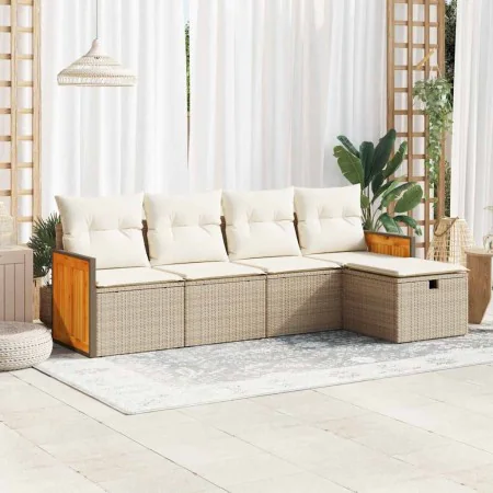 Juego de sofás jardín con cojines 5 pzas ratán sintético beige by , Garden sets - Ref: Foro24-3326013, Price: 375,97 €, Disco...