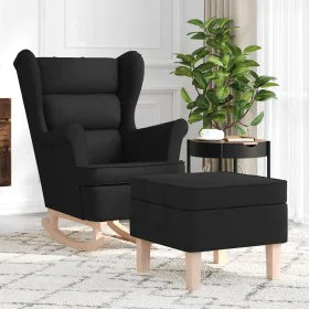 Sillón mecedora con taburete tela negro by , Armchairs - Ref: Foro24-3307999, Price: 227,82 €, Discount: %
