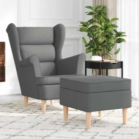 Sillón con taburete reposapiés tela gris oscuro by , Armchairs - Ref: Foro24-3307990, Price: 300,60 €, Discount: %