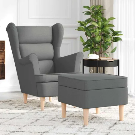 Sillón con taburete reposapiés tela gris oscuro by , Armchairs - Ref: Foro24-3307990, Price: 300,60 €, Discount: %