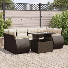 Juego de sofás de jardín 7 piezas con cojines ratán PE marrón by , Garden sets - Ref: Foro24-3326594, Price: 549,68 €, Discou...