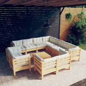 Gartenmöbel 12 Stück und Kissen aus massivem Kiefernholz von vidaXL, Gartensets - Ref: Foro24-3096941, Preis: 938,62 €, Rabat...