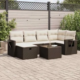 Juego de sofás de jardín 7 piezas con cojines ratán PE marrón by , Garden sets - Ref: Foro24-3325499, Price: 460,56 €, Discou...