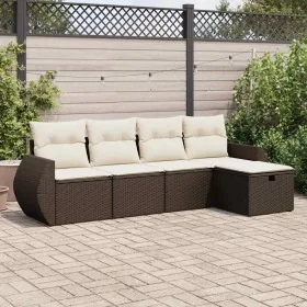 Set comedor de jardín 5 piezas y cojines ratán sintético marrón von , Gartensets - Ref: Foro24-3325569, Preis: 337,29 €, Raba...