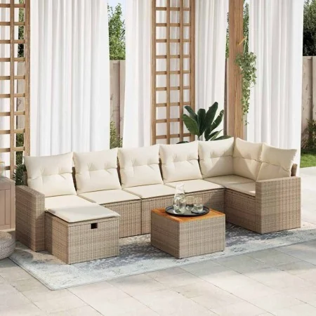 Set de sofás de jardín y cojines 8 piezas ratán sintético beige by , Garden sets - Ref: Foro24-3325796, Price: 534,83 €, Disc...