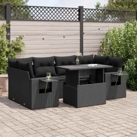 Set de sofás de jardín 7 pzas con cojines ratán sintético negro von , Gartensets - Ref: Foro24-3326426, Preis: 561,23 €, Raba...