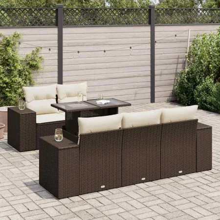 Set sofás de jardín 6 piezas y cojines ratán sintético marrón von , Gartensets - Ref: Foro24-3326734, Preis: 514,20 €, Rabatt: %