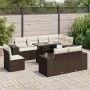 Set de sofás de jardín 9 pzas y cojines ratán sintético marrón by , Garden sets - Ref: Foro24-3326824, Price: 692,69 €, Disco...
