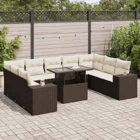 Set de sofás de jardín 10 pzas y cojines ratán sintético marrón by , Garden sets - Ref: Foro24-3326864, Price: 723,56 €, Disc...
