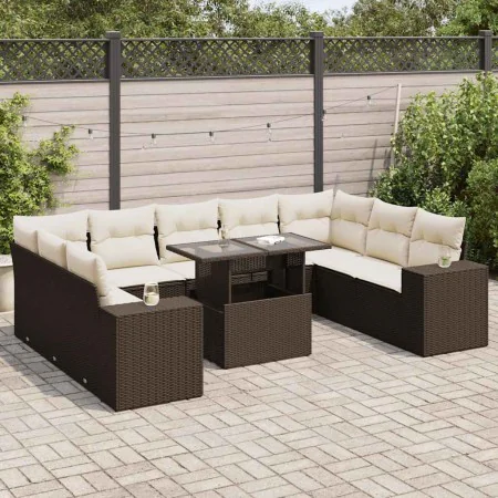 Set de sofás de jardín 10 pzas y cojines ratán sintético marrón von , Gartensets - Ref: Foro24-3326864, Preis: 723,11 €, Raba...