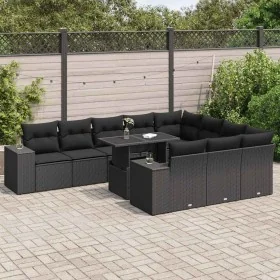 Set de sofás de jardín 11 pzas y cojines ratán sintético negro by , Garden sets - Ref: Foro24-3326866, Price: 787,71 €, Disco...