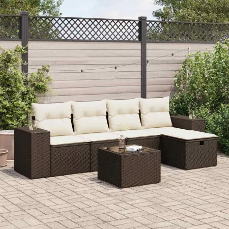 Set sofás de jardín 6 piezas y cojines ratán sintético marrón von , Gartensets - Ref: Foro24-3325679, Preis: 389,12 €, Rabatt: %