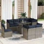 Set sofás jardín y cojines 9 pzas ratán sintético acacia gris von , Gartensets - Ref: Foro24-3326182, Preis: 722,98 €, Rabatt: %