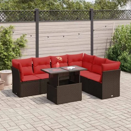 Set sofás jardín y cojines 7 pzas ratán sintético acacia gris von , Gartensets - Ref: Foro24-3326175, Preis: 565,09 €, Rabatt: %