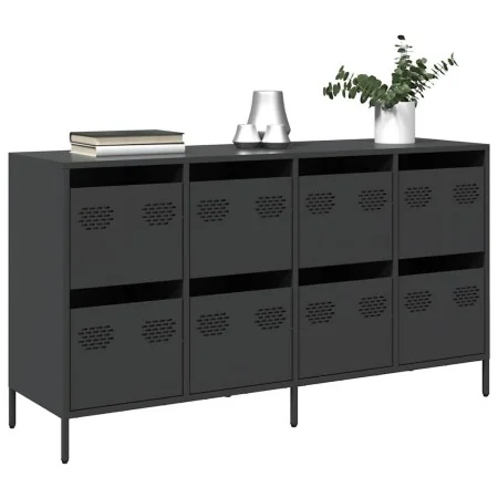 Aparador de acero laminado en frío negro 135x39x73,5 cm de , Aparadores - Ref: Foro24-3307167, Precio: 209,97 €, Descuento: %