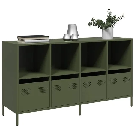 Aparador de acero laminado en frío verde oliva 135x39x73,5 cm de , Aparadores - Ref: Foro24-3307165, Precio: 190,22 €, Descue...