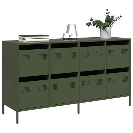 Aparador de acero laminado en frío verde oliva 135x39x73,5 cm by , Sideboards - Ref: Foro24-3307171, Price: 221,43 €, Discoun...