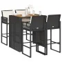 Set bar jardín con cojines 5 pzas ratán sintético acacia negro by , Garden sets - Ref: Foro24-3328896, Price: 549,96 €, Disco...