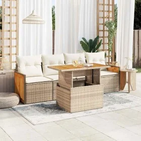 Set sofás jardín y cojines 5 pzas ratán sintético acacia beige von , Gartensets - Ref: Foro24-3327656, Preis: 412,36 €, Rabat...