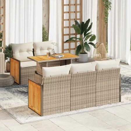 Set sofás jardín y cojines 6 pzas ratán sintético acacia beige von , Gartensets - Ref: Foro24-3327663, Preis: 524,17 €, Rabat...
