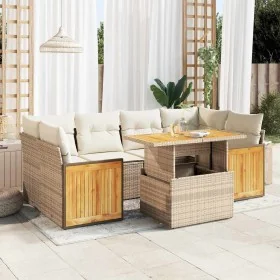 Set sofás jardín y cojines 7 pzas ratán sintético acacia beige by , Garden sets - Ref: Foro24-3327677, Price: 555,62 €, Disco...