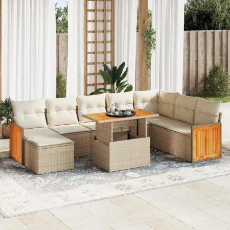 Set sofás jardín y cojines 9 pzas ratán sintético acacia beige von , Gartensets - Ref: Foro24-3327747, Preis: 661,16 €, Rabat...