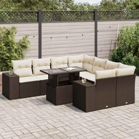Set de sofás de jardín 9 pzas y cojines ratán sintético marrón von , Gartensets - Ref: Foro24-3326774, Preis: 671,05 €, Rabat...