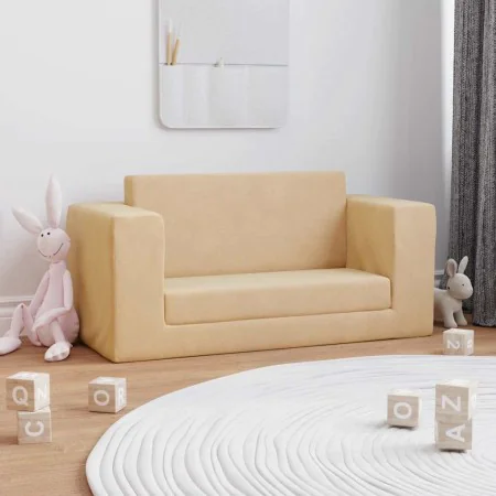 Sofá cama de niños 2 plazas felpa suave crema von , Baby- und Kleinkindmöbel - Ref: Foro24-357037, Preis: 56,24 €, Rabatt: %