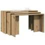 Mesas apilables 3 pzas madera contrachapada color roble artisan by , Side tables - Ref: Foro24-858541, Price: 59,96 €, Discou...